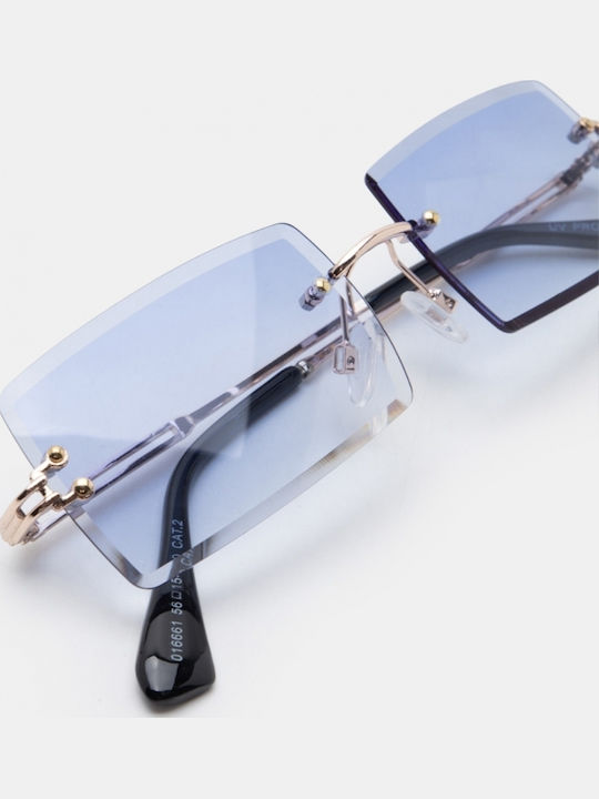 Luigi Unisex Sunglasses with Silver Metallic Frame and Light Blue Lens 4880130