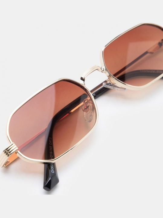 Luigi Women's Sunglasses with Brown Metallic Frame and Brown Lens