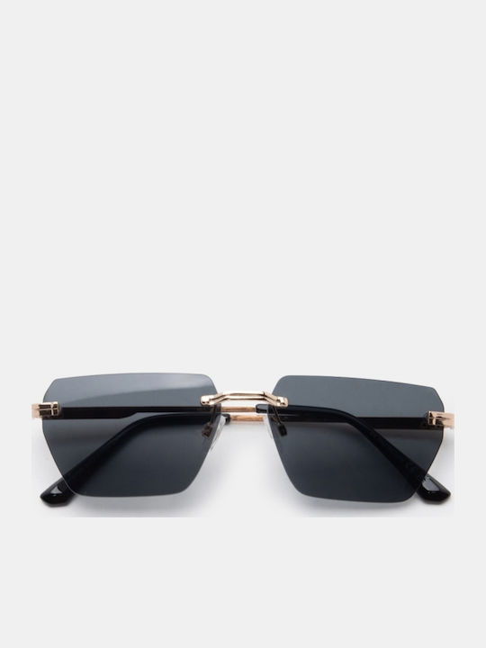 Luigi Unisex Sunglasses with Black Metallic Frame and Black Lens 4878301
