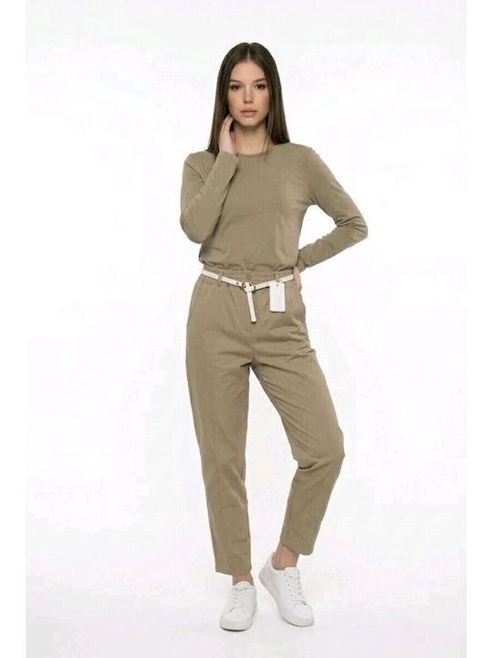 Pantaloni Dama Din Țesătură Verde Măsliniu