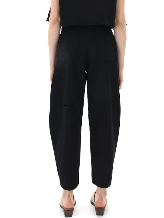 Moutaki Women's High Rise Fabric Trousers Black Moutaki Women's High Rise Fabric Trousers Black