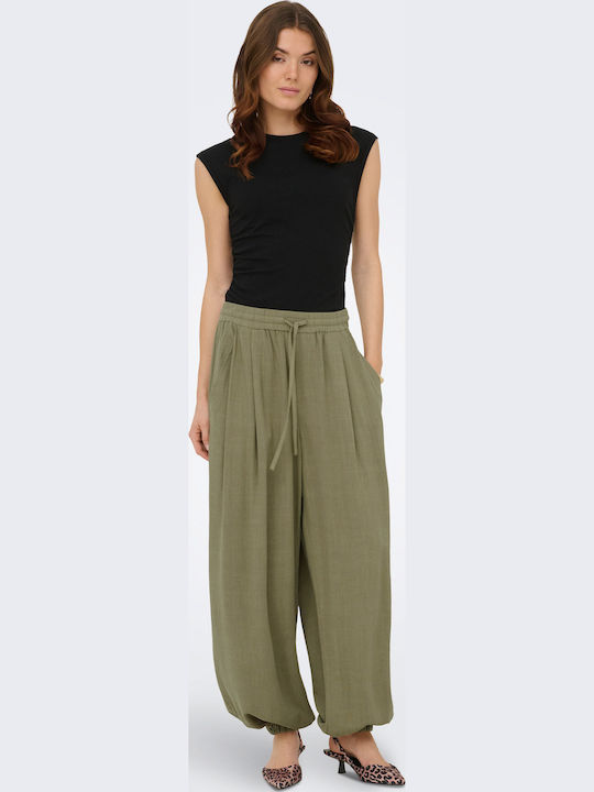 Siesta Damen Stoffhose in Baggy Bein Stil Grün