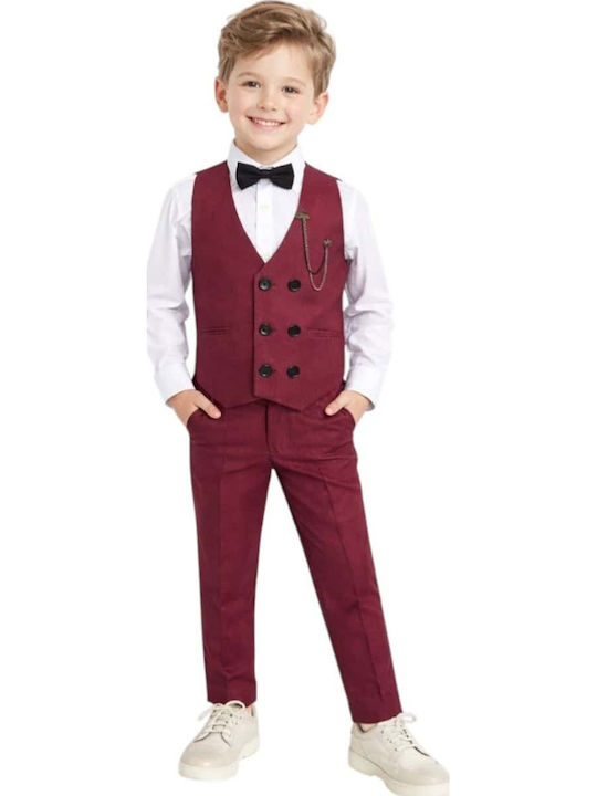 Kids Summer Suit 4 Pieces Burgundy