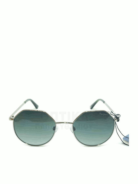 Pepe Jeans Pj5241 Unisex Sunglasses with Silver Frame and Green Lens PJ5241-910