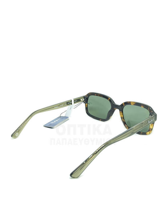 Pepe Jeans Pj7480 101 Unisex Sunglasses with Brown Horn-Rimmed Frame and Green Lens