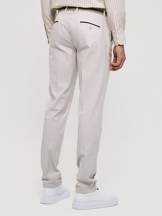 Elastic Trousers in Slim Fit Beige