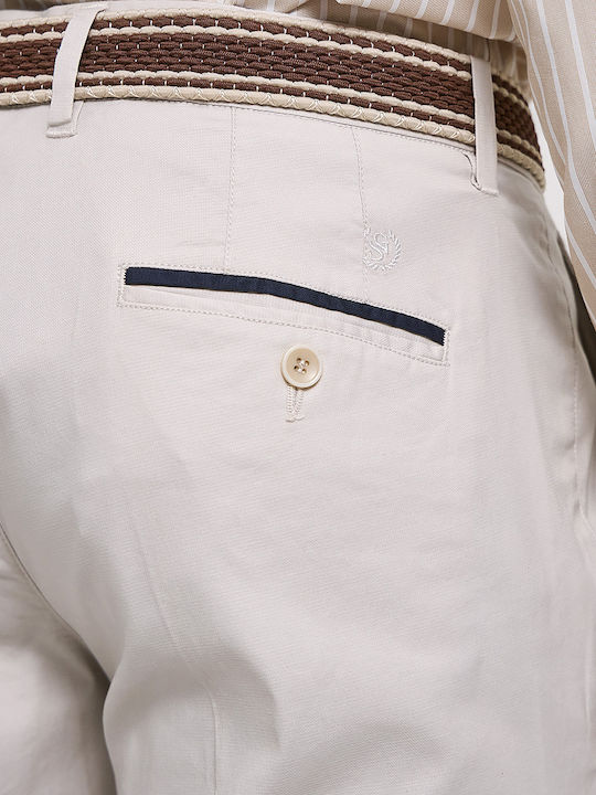 Elastic Trousers in Slim Fit Beige