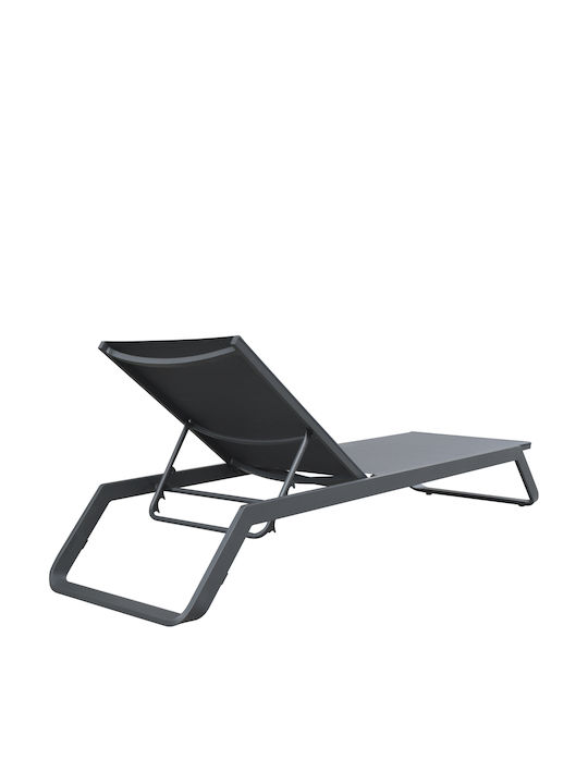 HomeMarkt Aluminium Garten- und Pool-Liegestuhl Marimar mit Textilene-Geflecht Grau 218x67x31cm