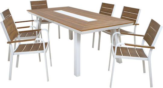 Set Sala De Mese 7 Piese Alb Set Sala De Mese 7 Piese Alb