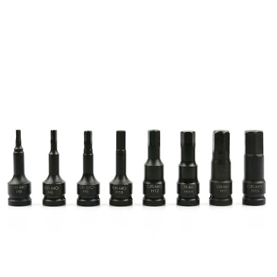 Geko Set Biți Cu Cap Hexagonal Impact 1/2" H5 H19 Hex 8 Bucăți În Carcasă