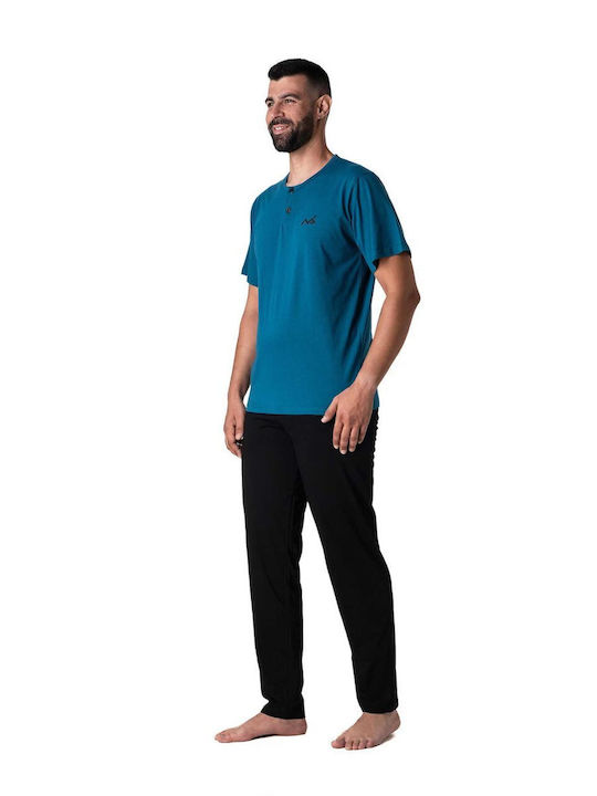 Relax Anatomic Καλοκαιρινό Ανδρικό Παντελόνι Πιτζάμας Βαμβακερό Petrol/blue
