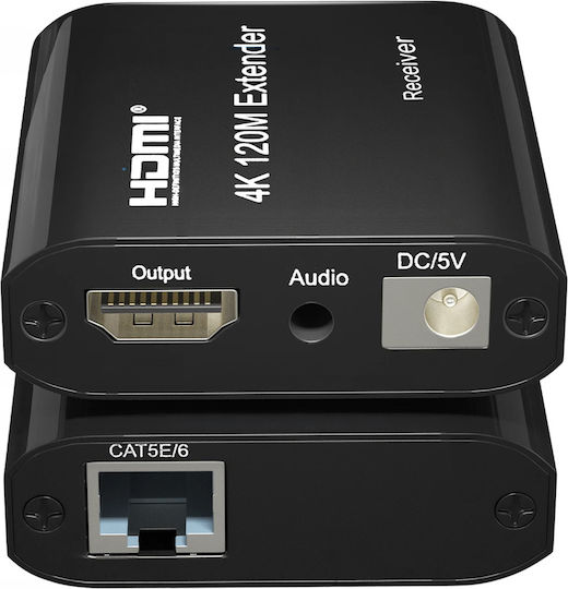 Powertech Hdmi Video Extender Cab-h195 Μέσω Καλωδίου Rj45 4k/30hz Loop Έως 120m Powertech