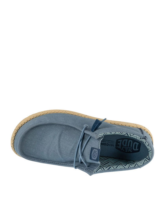 Wally Stretch Canvas Men's Moccasins In Blue Color