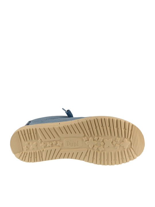 Wally Stretch Canvas Men's Moccasins In Blue Color