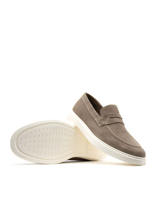 Suede Men's Loafers in Gray Colour
