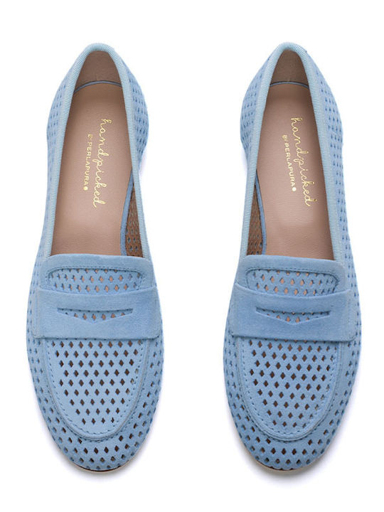 Δερμάτινα Γυναικεία Loafers σε Γαλάζιο Χρώμα