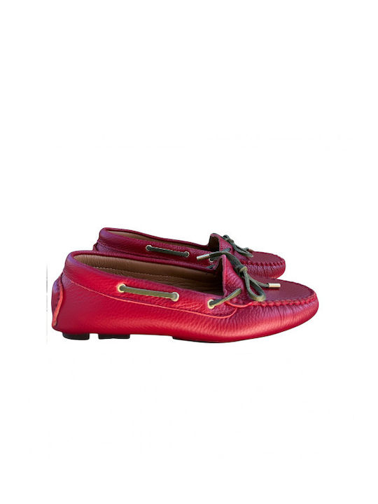 Leder Damen Mokassins in Roter Farbe