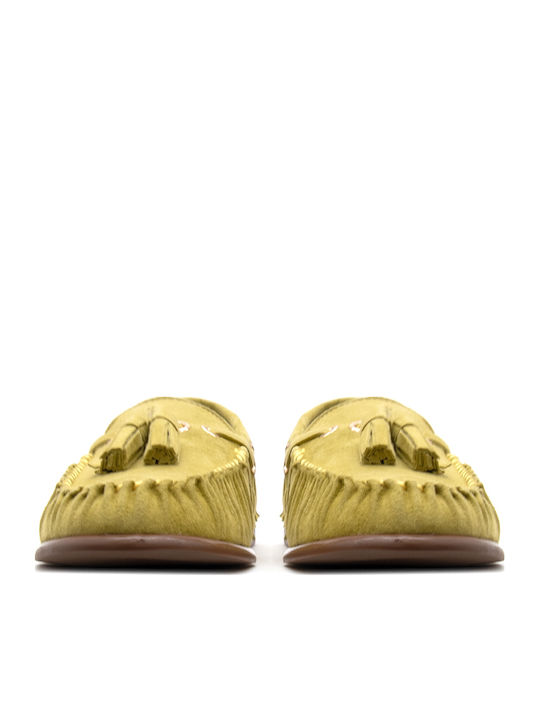 Kalogirou Leather Women's Loafers In Blonde Colour