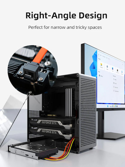 Cabletime Sata Iii Cable Ct-sata3r Angled 6gbps 0.50m Orange Ct-sata3r-b0.5