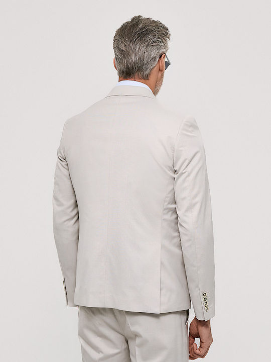 Men's Groom's Suit with Vest Slim Fit Beige