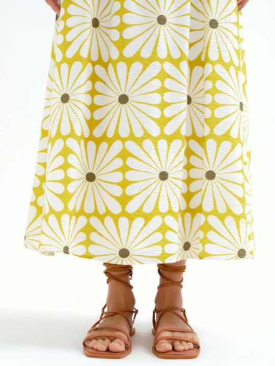 High Waist Maxi Skirt Yellow