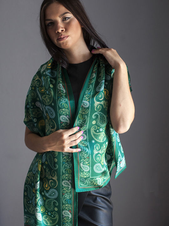 Kalfas Luxury Silk All Silk Women's Silk Shawl Green
