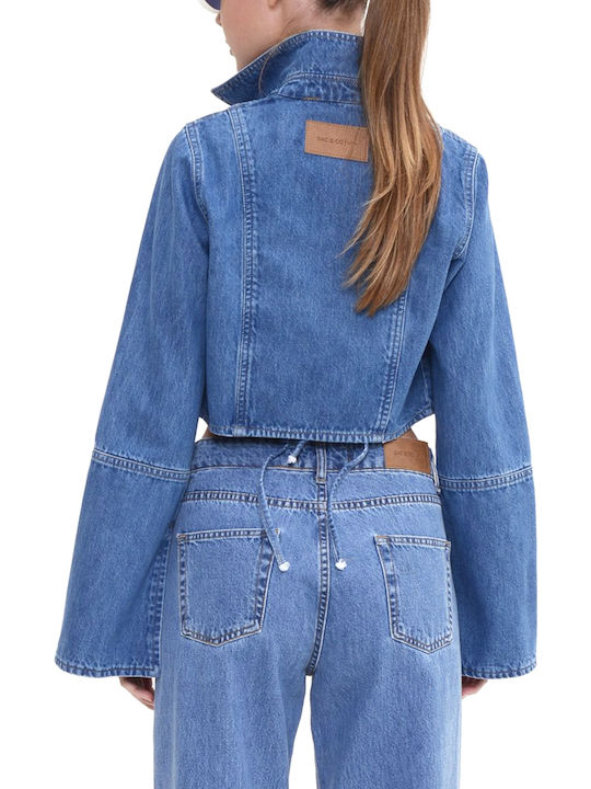 Sac & Co Zuschneiden Damen Jean Jacke Blau