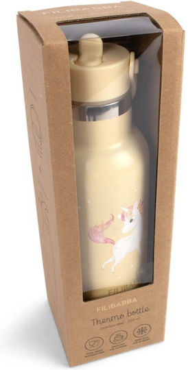 Filibabba Kids Water Bottle Unicorn Stainless Steel with Screw-On Cap Non Spill Gray