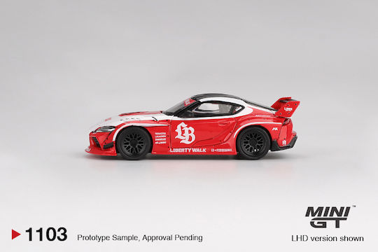 Model Mașină Toyota GR Supra LB-Works Roșu Alb 2025 Scara 1:64 Mini GT MGT01103-L