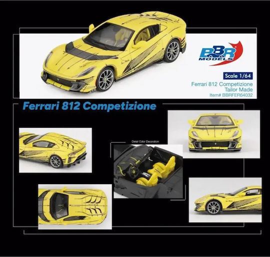 Model Mașină Ferrari 812 Competizione Tailor Made 2021 Galben 1:64 Bbr Bbrfer64032