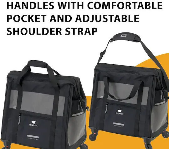Ferplast Waterproof Trolley for Carrying Dog / Cat up to 15kg Black L48xW46xH26cm