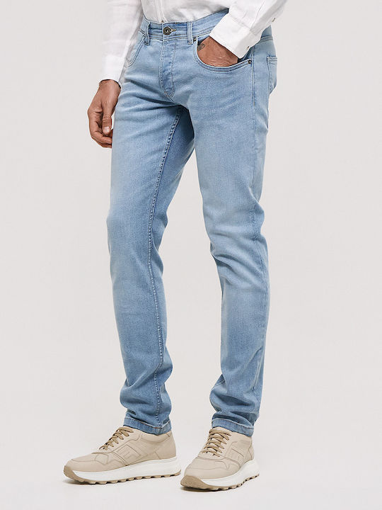 Men's Elastic Jeans Pants with Slim Fit Blue