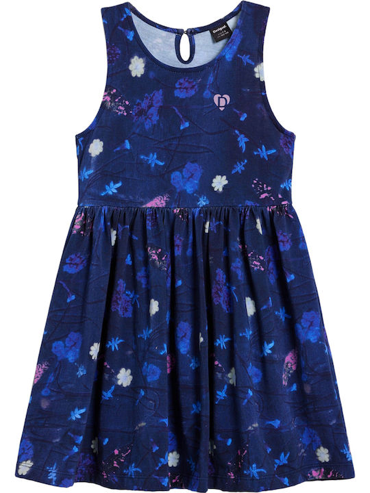 Flowers Παιδικό Φόρεμα Navy Μπλε