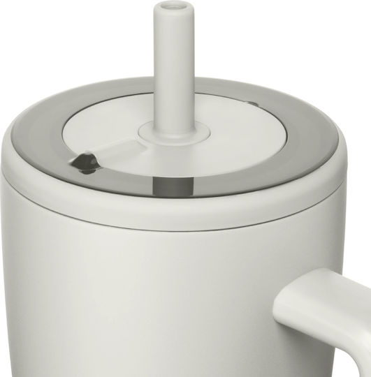Cool'NMore Handled Tumbler Thermos Stainless Steel BPA Free 1.2lt Beige with Straw and Handle