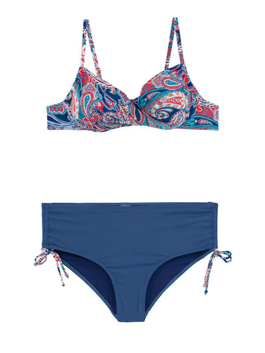 Plus Size Γυναικείο Μαγιό Bikini Μπανέλα Flexfit Cups Μπλε Ραφ Plus Size Γυναικείο Μαγιό Bikini Μπανέλα Flexfit Cups Μπλε Ραφ