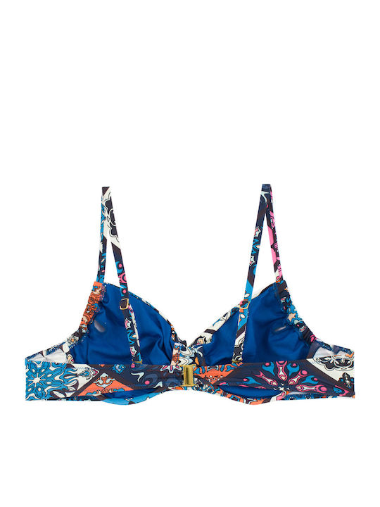 Plus Size Damen Bikini-Set Bananen Flexfit Cups Blau Royal