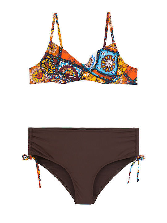 Plus Size Γυναικείο Μαγιό Bikini Μπανέλα Flexfit Cups Καφέ Plus Size Γυναικείο Μαγιό Bikini Μπανέλα Flexfit Cups Καφέ