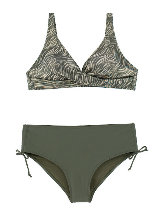Plus Size Women's Bikini Swimsuit Without Underwire Glossy Glam Khaki