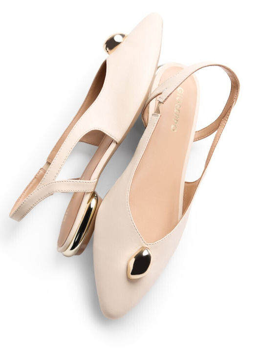 Damen Ballerinas Slingback Mit Riemen in Weiß Farbe