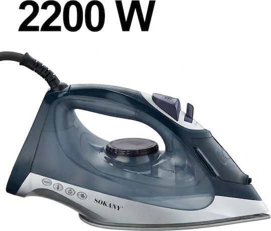 Sokany Парна Ютия 2200w Резервоар 300ml Регулируем Термостат Черна Сребриста