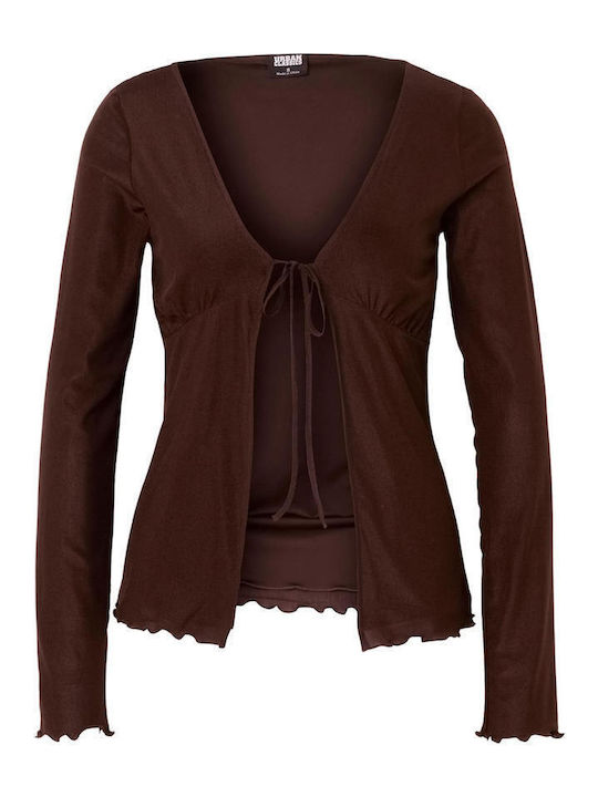 Damen Gestrickte Strickjacke in Brauner Farbe