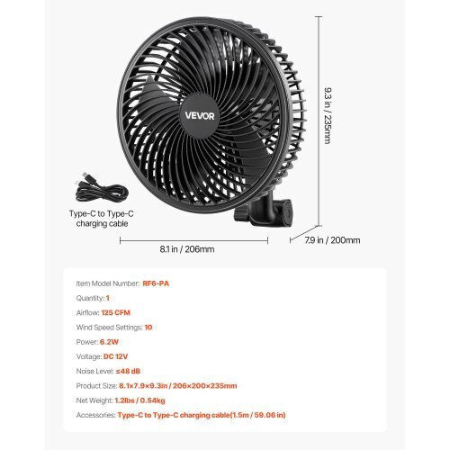 Vevor Ventilator USB Negru
