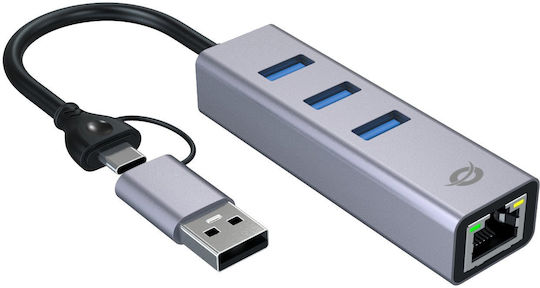 Conceptronic Hub 3 Porturi cu Conectare USB-A Gri