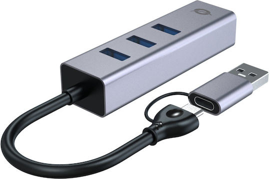 Conceptronic Hub 3 Porturi cu Conectare USB-A Gri
