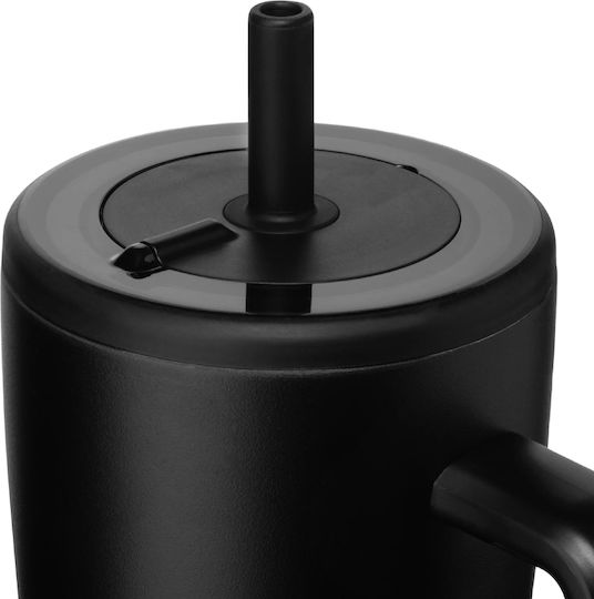 Cool'NMore Handled Tumbler Thermos Stainless Steel / Plastic BPA Free 1.2lt Black with Straw and Handle
