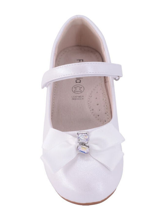 Kinder Pumps & Ballerinas Anatomisch mit Bügel- und Schleifenverschluss Leder Weiß