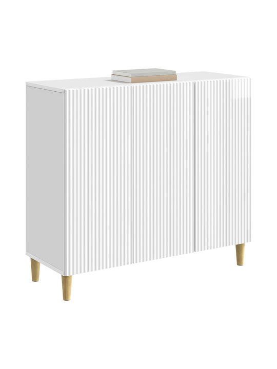 Буфет Дървен Лъскав Бял 89x34.5x80см