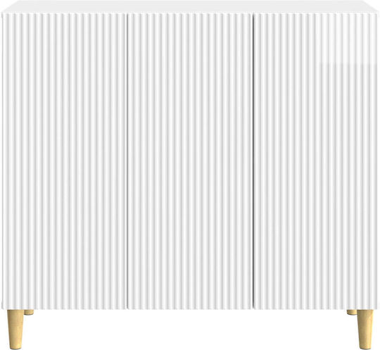 Wooden Sideboard Hochglanz Weiß 89x34.5x80cm