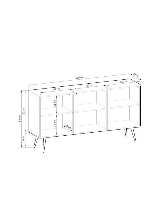 Oro Sideboard Holz P_Oro_KSZ160_MDF_Cz_GL Schwarz 160x39x85cm