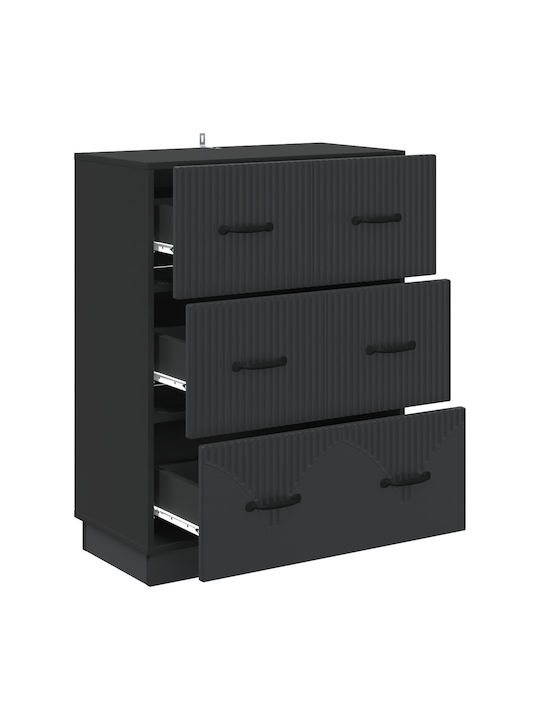 Wooden Sideboard with Drawers Black 66x34.5x87cm